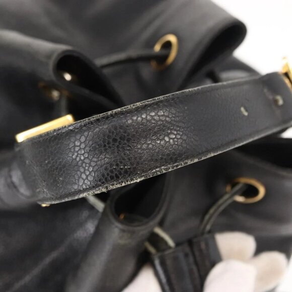 CHANEL Matelasse Backpack Grained Calf Skin Black Gold CC Auth 145289 main image 11